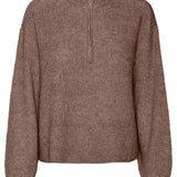 VMMili LS Zipper Pullover - Brown Lentil