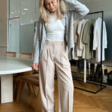 JXMary Regular Pleated MW Pants - Oatmeal