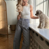 JXHoney Straight MW Trousers - Moonbeam