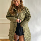 JXLenora Shiny Quilted Coat - Burnt Olive