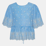 LulaIC Top - Soft Blue White Embroidery