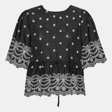 LulaIC Top - Black White Embroidery