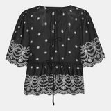 LulaIC Top - Black White Embroidery