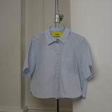 JXMolly SS Relaxed Poplin Shirt - White Blue