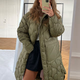JXLenora Shiny Quilted Coat - Burnt Olive