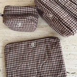 EmilieIC Mini Cosmetic Bag - Brown Checks