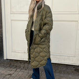 JXLenora Shiny Quilted Coat - Burnt Olive