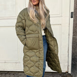 JXLenora Shiny Quilted Coat - Burnt Olive