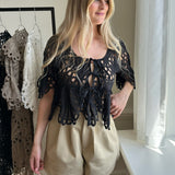 BellaIC Tie Top - Black Embroidery