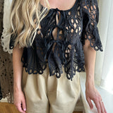 BellaIC Tie Top - Black Embroidery