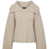 PCFade LS Collar Neck Knit - White Pepper Melange