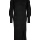 NMEmma LS Oneck Slit Knit Dress - Black