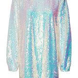 SNNaomi LS Sequin Mini Dress - Silver Sequin